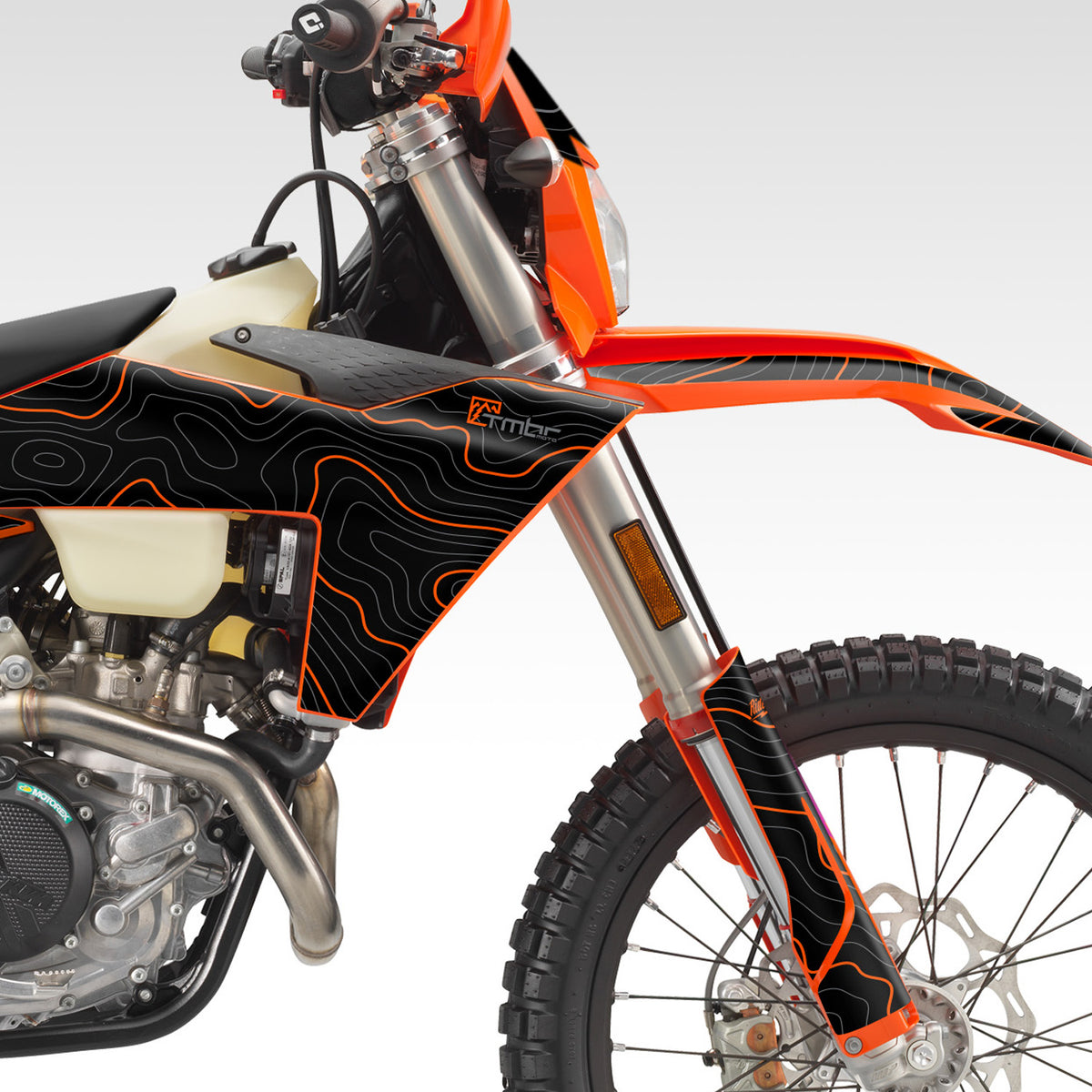 2023 - 2025 EXC-F, XC, XC-F GRAPHICS KIT - BLACK / ORANGE TOPO