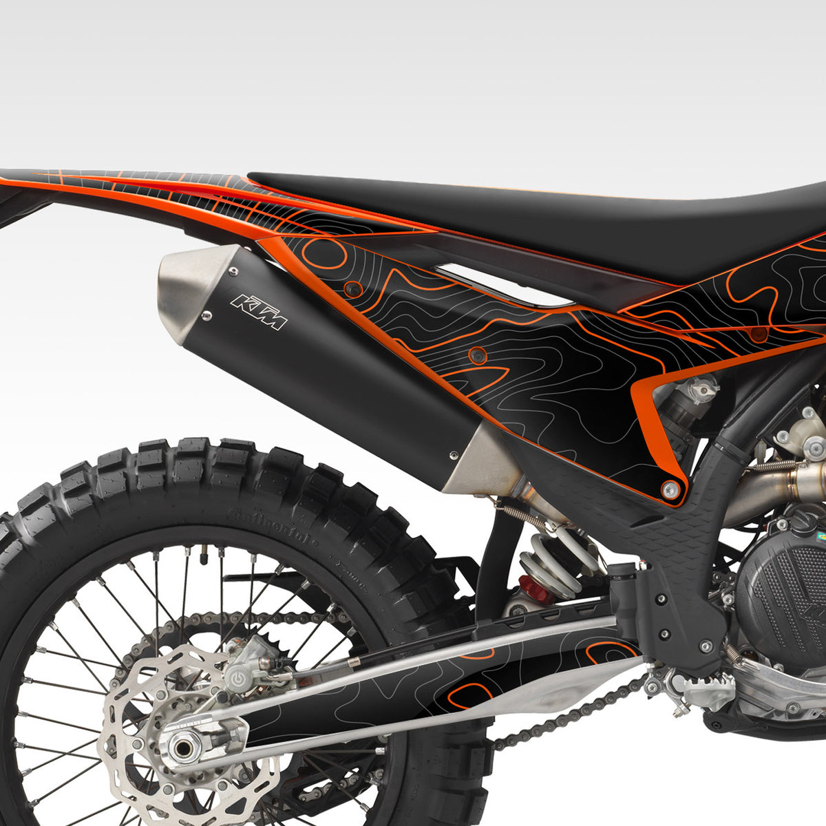 2023 - 2025 EXC-F, XC, XC-F GRAPHICS KIT - BLACK / ORANGE TOPO