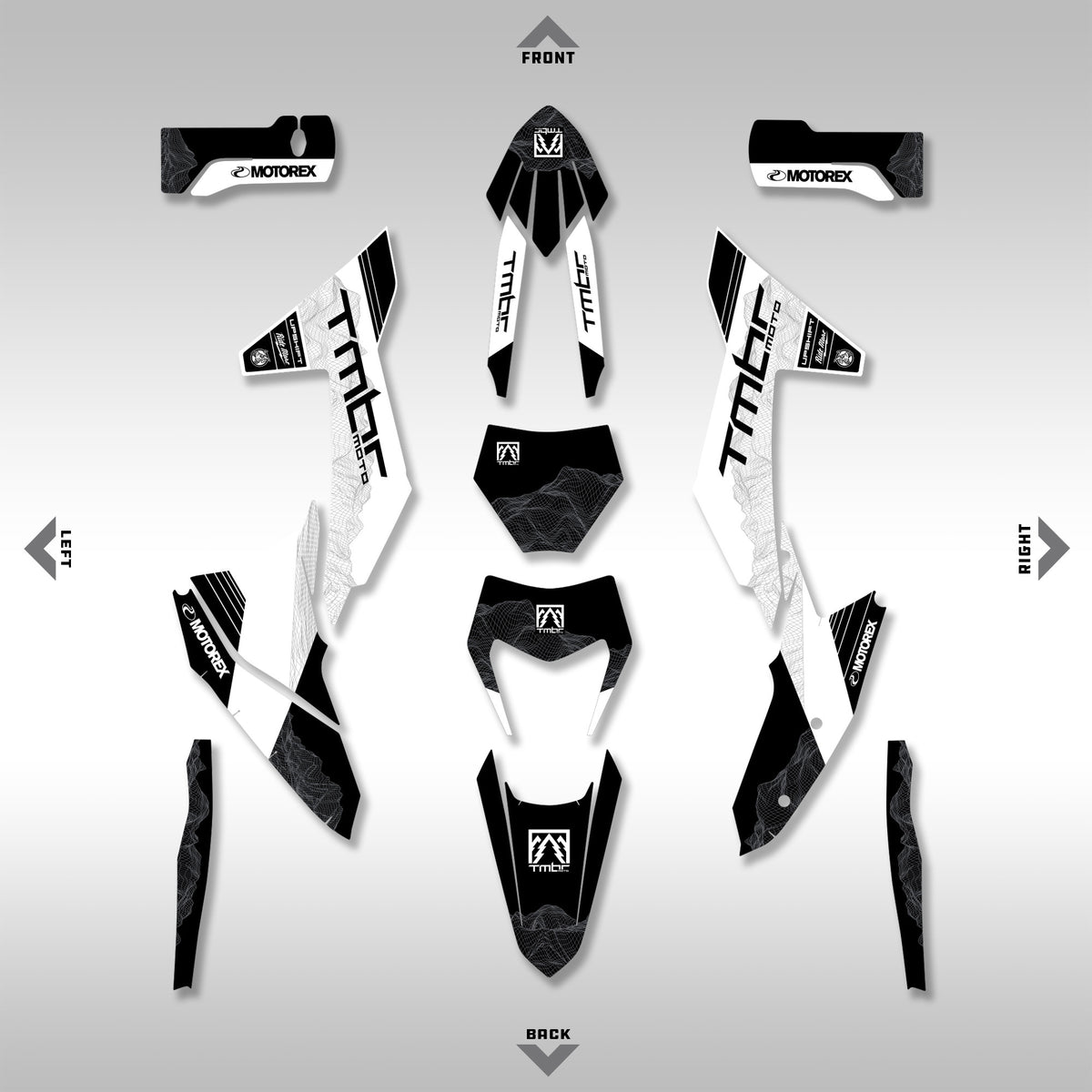 2023 - 2025 EXC XC, XC-F GRAPHICS KIT - BLACK &amp; WHITE MOUNTAIN FRAMEWORK