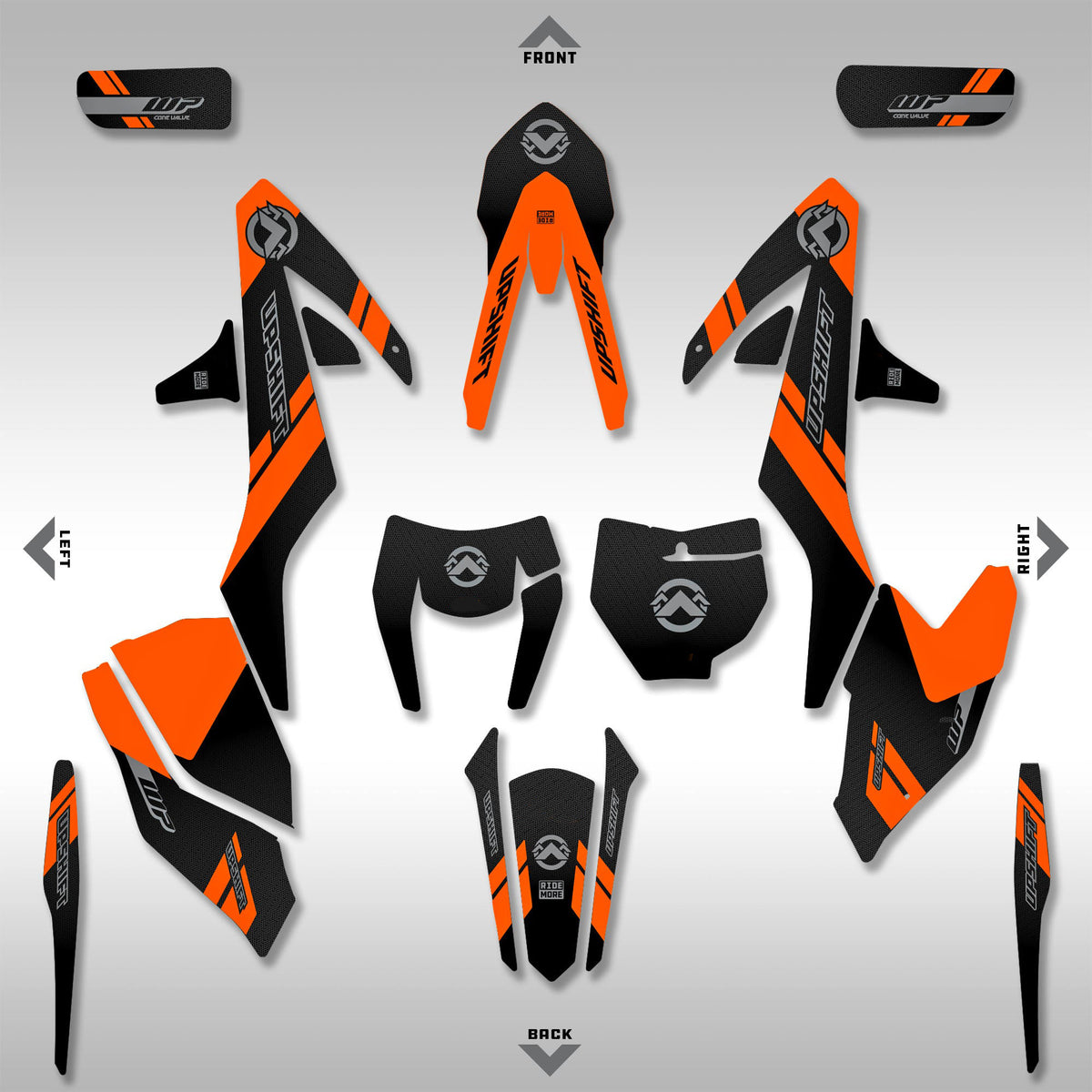 2017 - 2019 KTM EXC-F / XC-W - ORANGE / BLACK GRAPHICS KIT