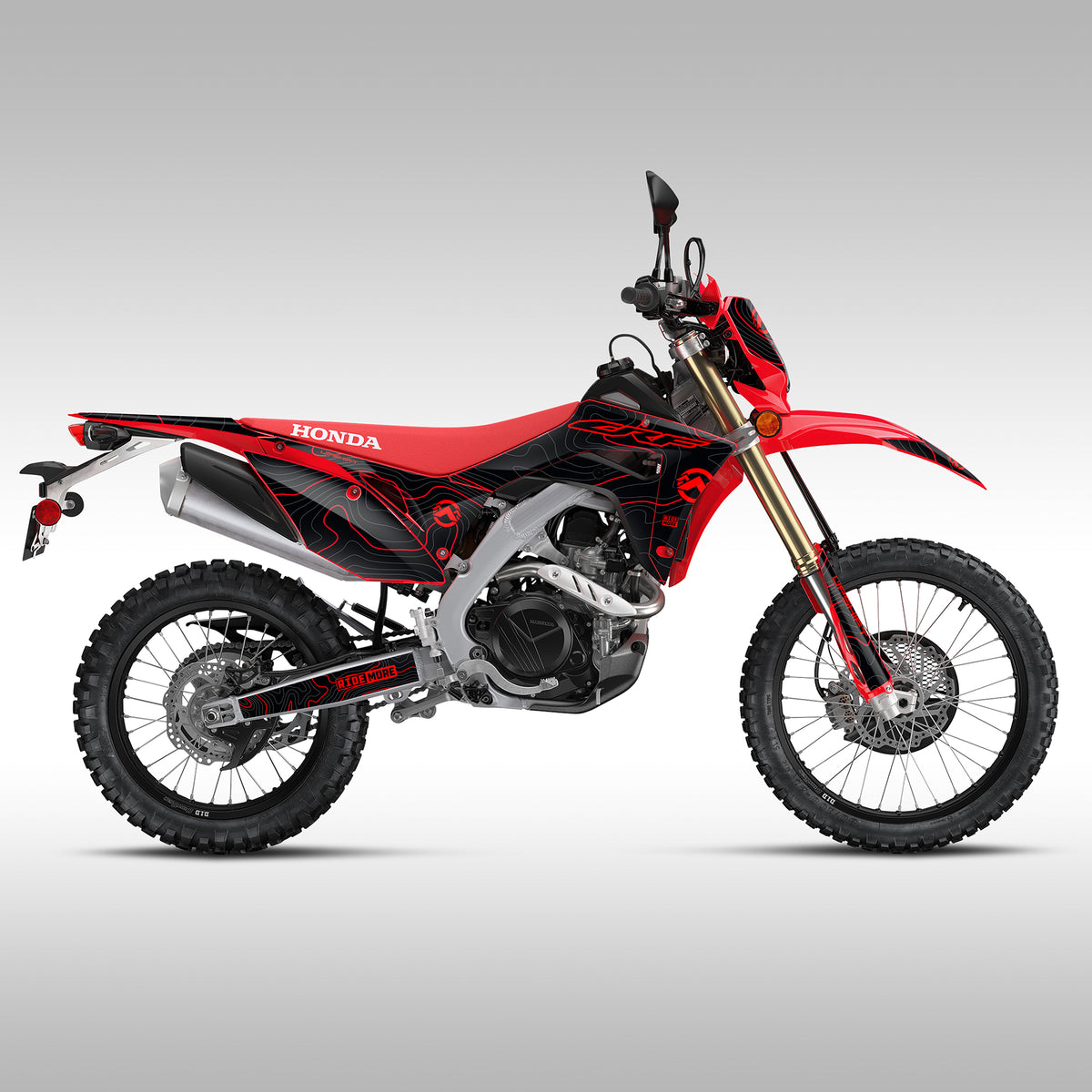 2019 - 2024 HONDA CRF450L / RL - BLACK/RED TOPO - GRAPHICS KIT