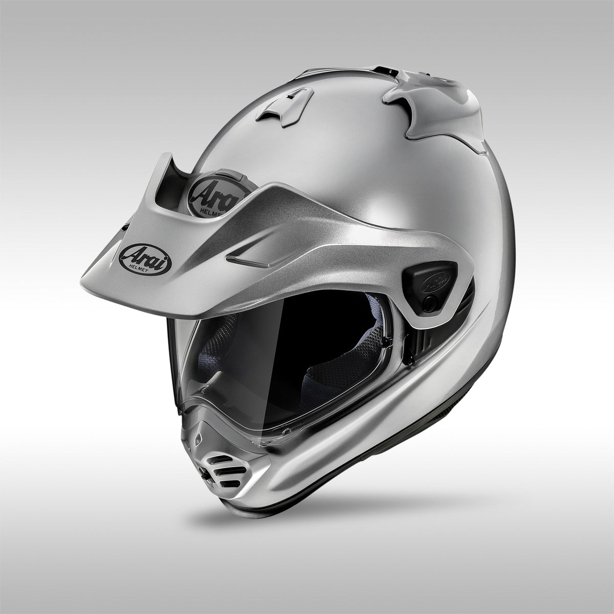 Arai XD-5 Adventure Helmet in solid silver.