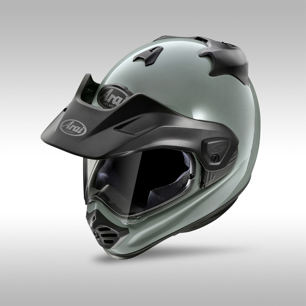 Arai XD-5 Adventure Helmet in solid gloss sage green.