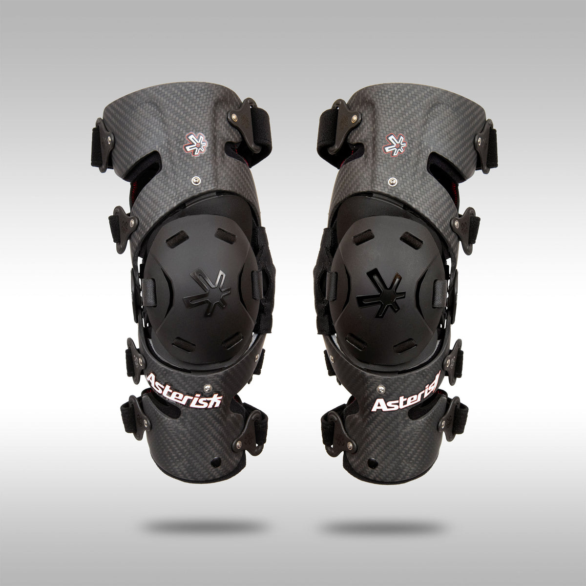 Asterisk Carbon Pro Knee Braces. Protect your knees from the rigiors of motocross, supercross, endurocross, offroad motorcycle and any other high impact activities you participate in. Asterisk knee braces are USA MADE.