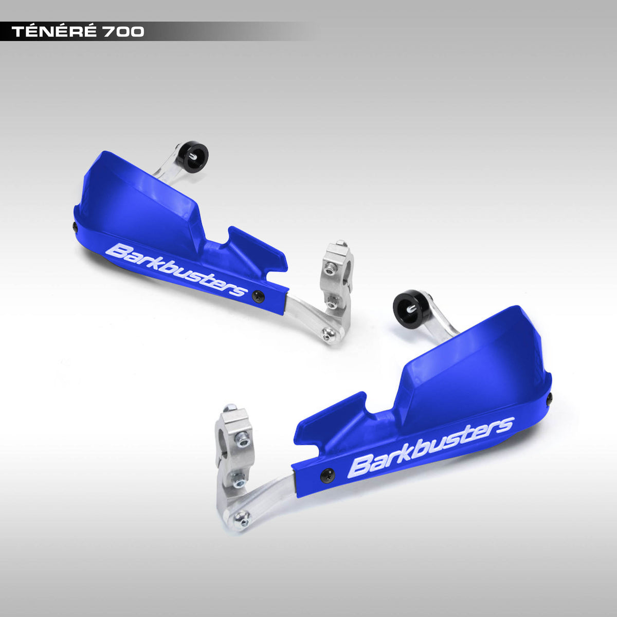 Barkbuster handguard kit for the Yamaha Tenere 700 with blue VPS shields.