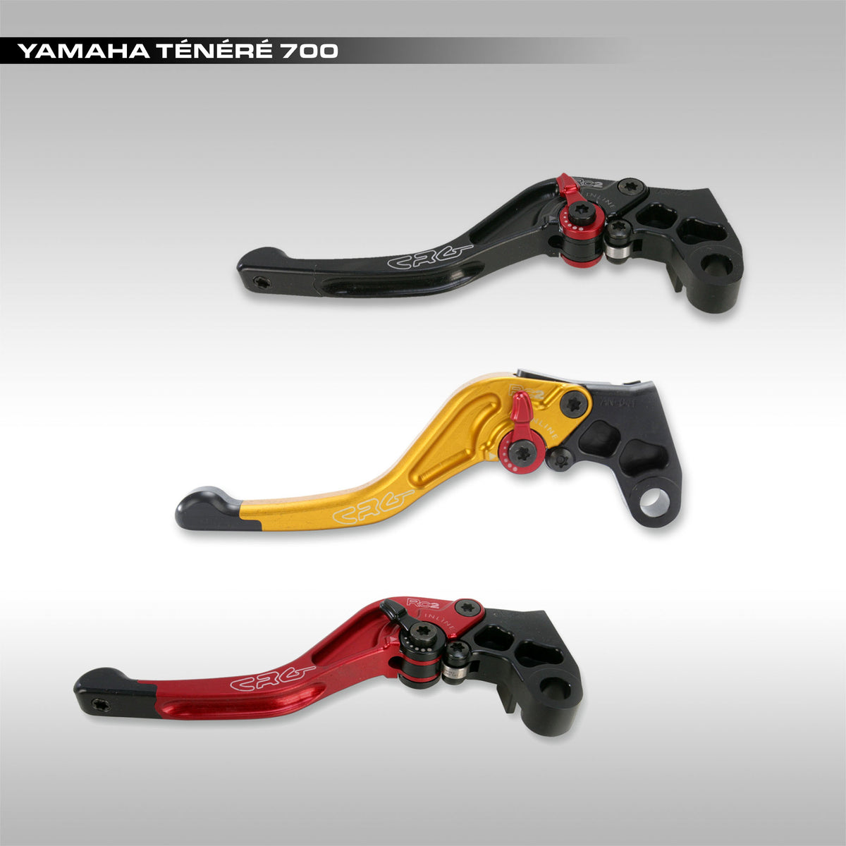 CRG shorty clutch levers for the Yamaha Tenere 700 in three colors