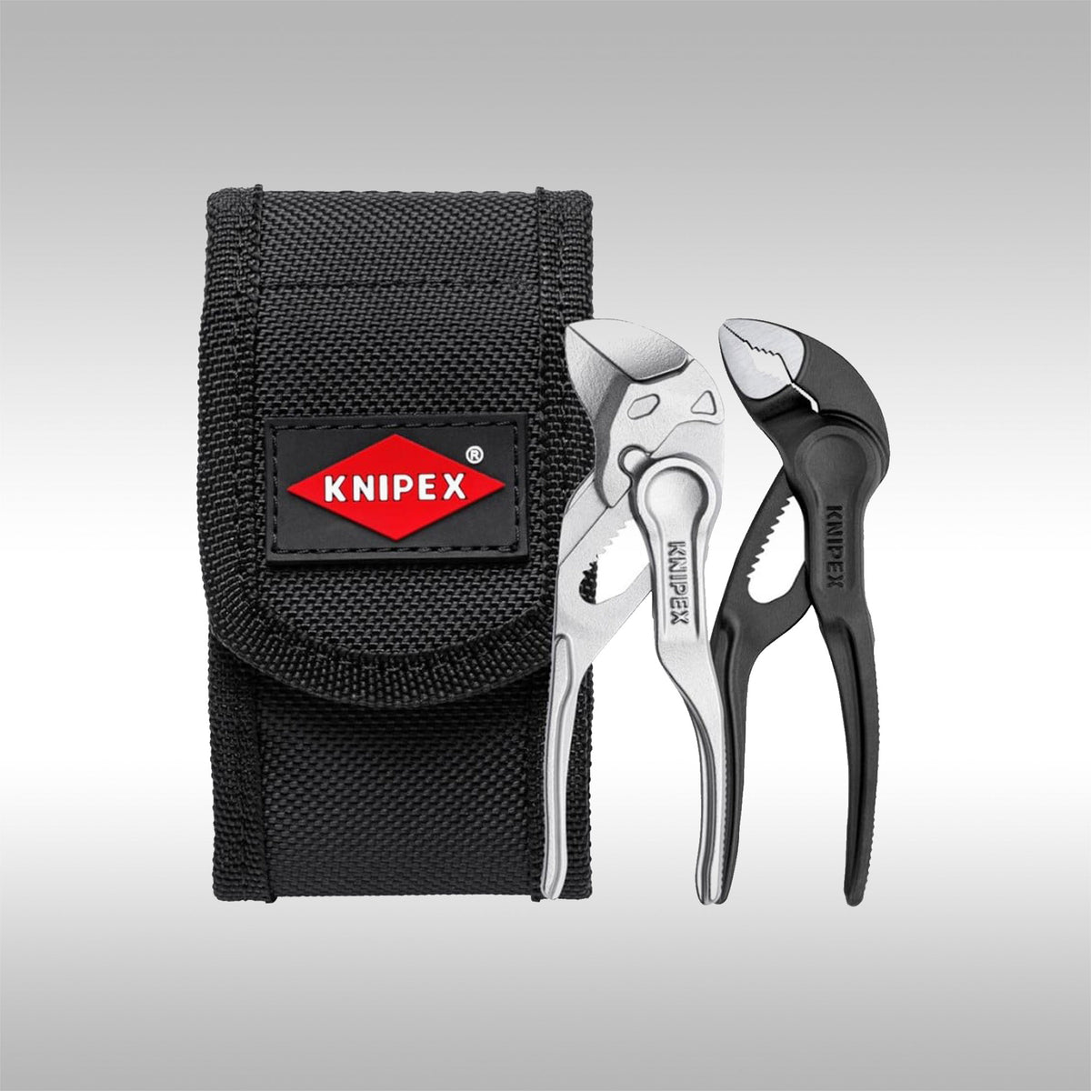 KNIPEX - 2 PIECE MINI PLIERS IN BELT POUCH - 4&quot; PLIERS WRENCH &amp; 4&quot; COBRA