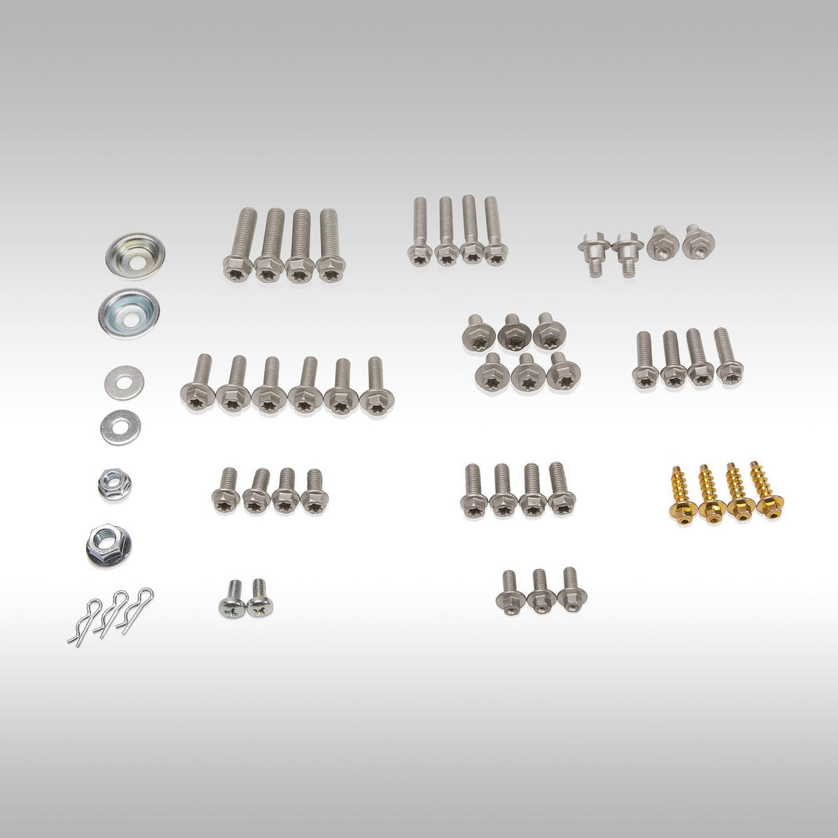 Motion Pro 54 piece euro style bolt kit for KTM, Husqvarna, Gasgas dirtbike, enduro bikes, and dualsports. Motorcycle hardware for your shop or your pack. 