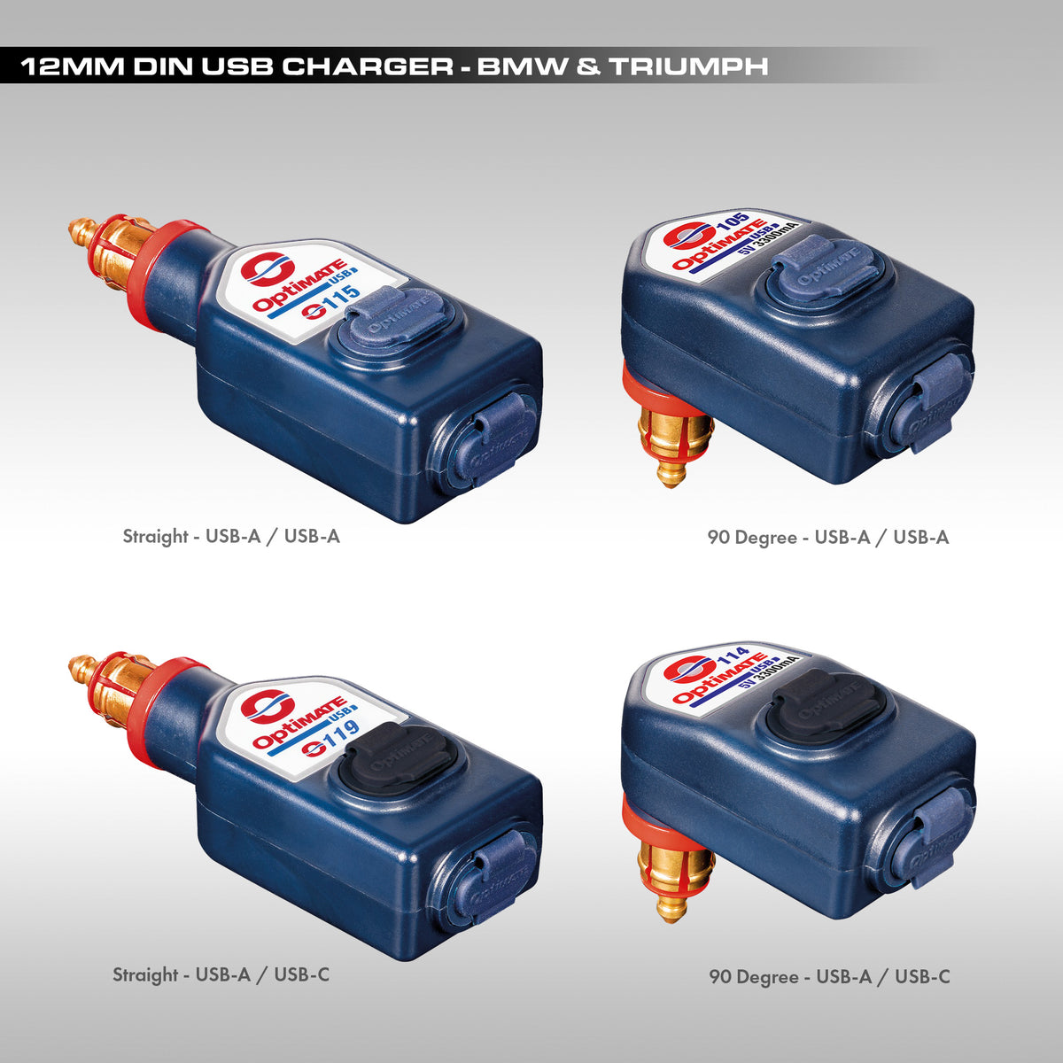 OPTIMATE - 12MM DIN USB CHARGER - BMW &amp; TRIUMPH