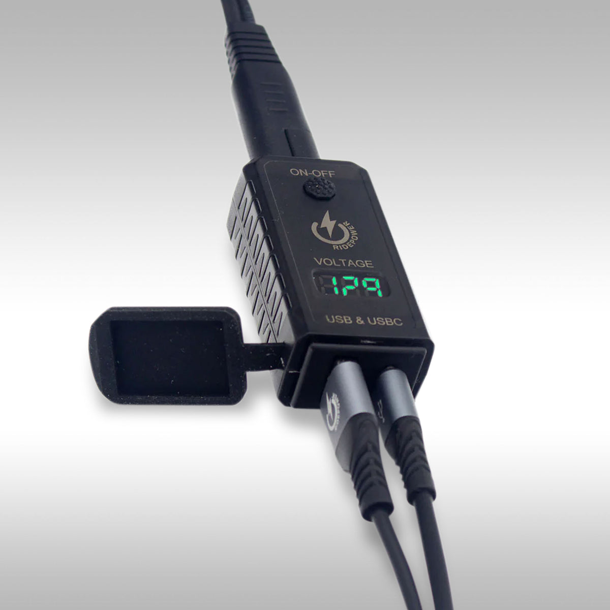 RIDEPOWER - SAE TO USB-A &amp; USB-C OUTLET w/ VOLTAGE DISPLAY