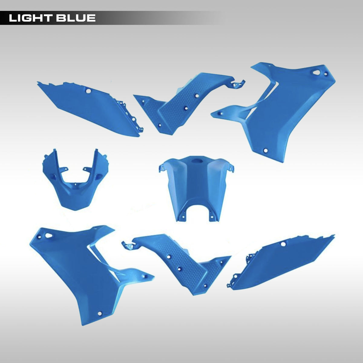 Light Blue RTech Revolution plastic kit for 2019 - 2024 Yamaha Tenere 700. Available in 14 color options.