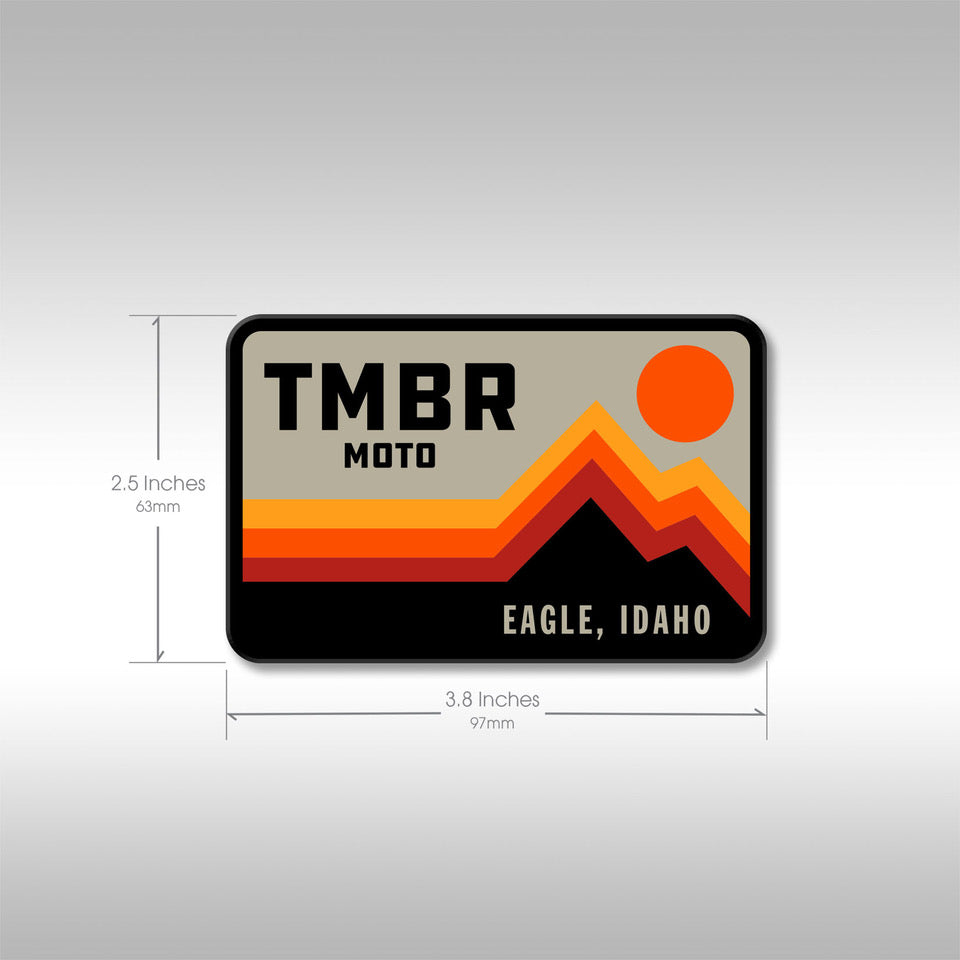 TMBR MOTO heavy duty brown, orange, red, yellow, tan mountain logo sticker