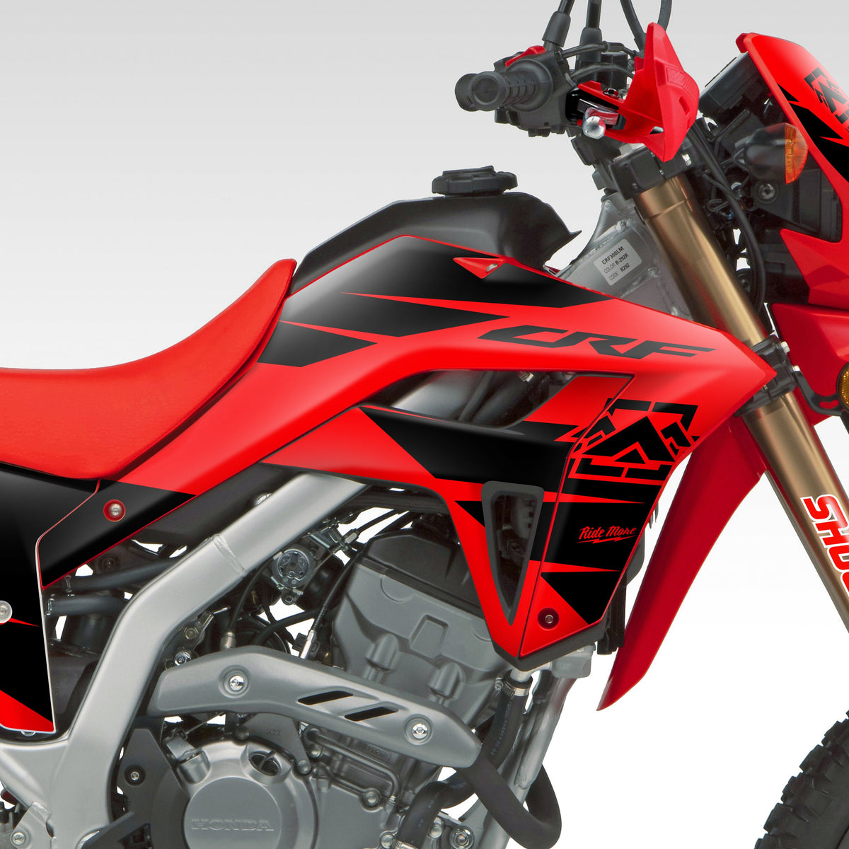 2021 - 2024 HONDA CRF300L - RED &amp; BLACK - GRAPHICS KIT  (Non-Rally)