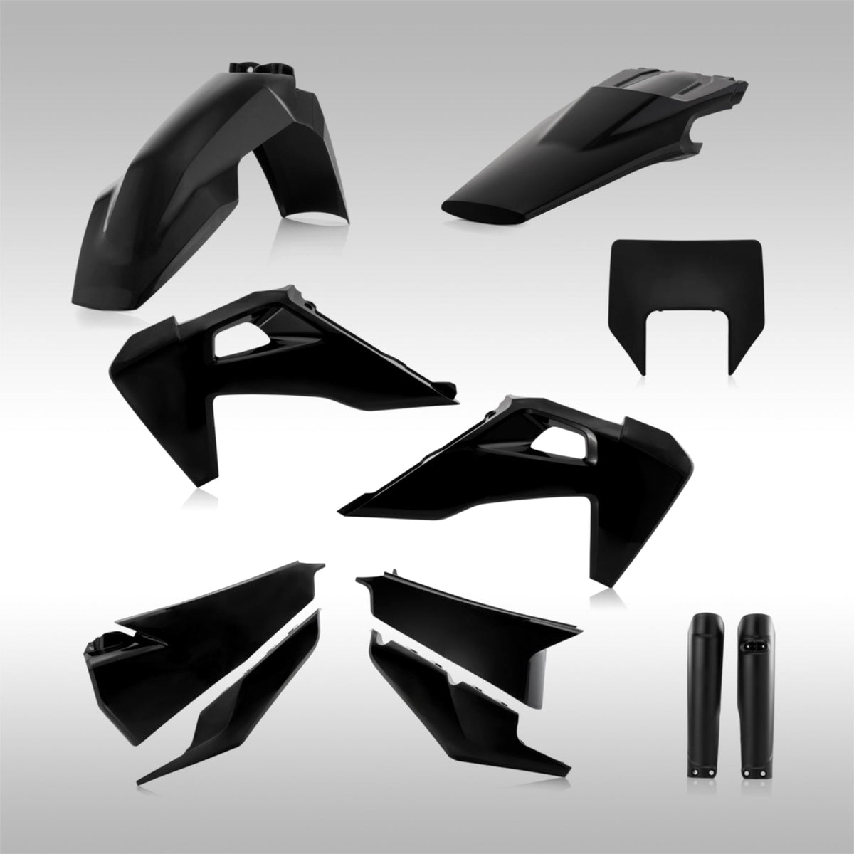 Acerbis plastic body work for 2020 - 2023 Husqvarna FE and Husqvarna TE models. Husqvarna dualsport and offroad body kits. Plastics for your Husqvarna dirt bike, enduro, dualsport. Black plastics for Husqvarna.