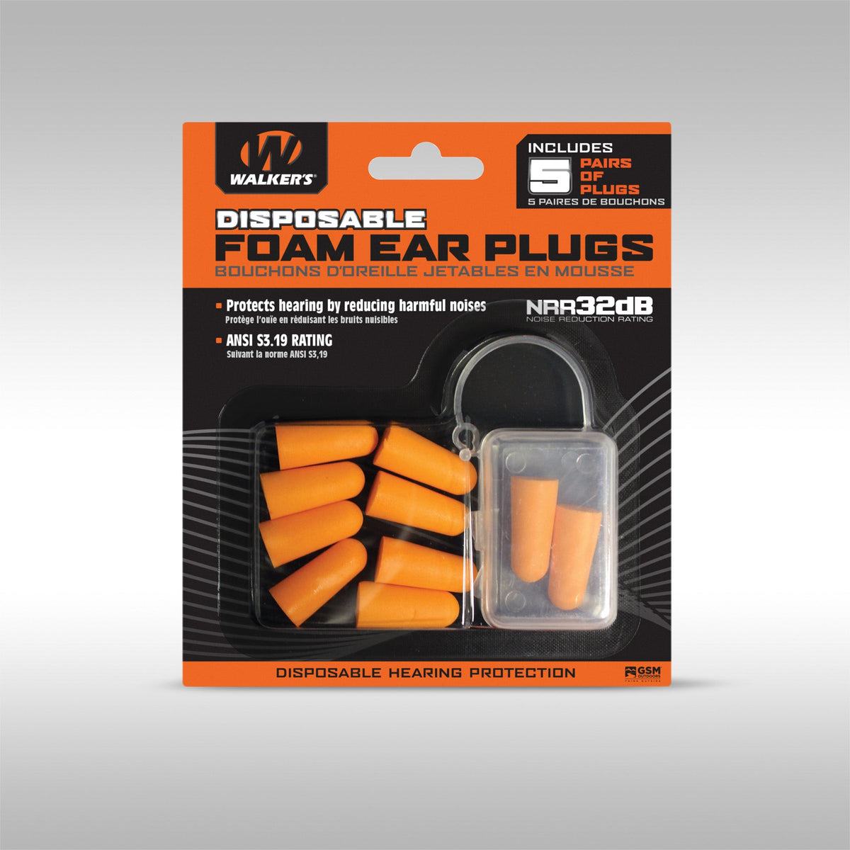 WALKER&#39;S EAR PLUGS - 50 &amp; 5 PAIR PACKS