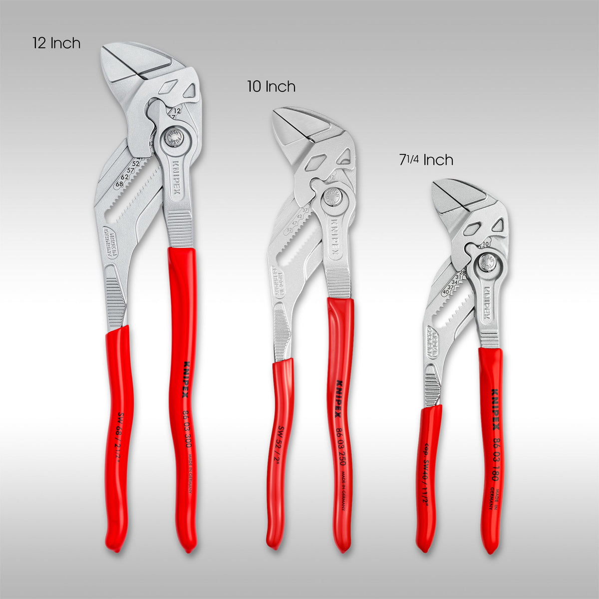 KNIPEX - 3PC PLIERS WRENCH SET - 7 1/4&quot;, 10&quot;, 12&quot;